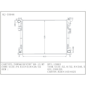 Nueva llegada 08-13 Chrysler Auto Radiador para Town &amp; Country Mt